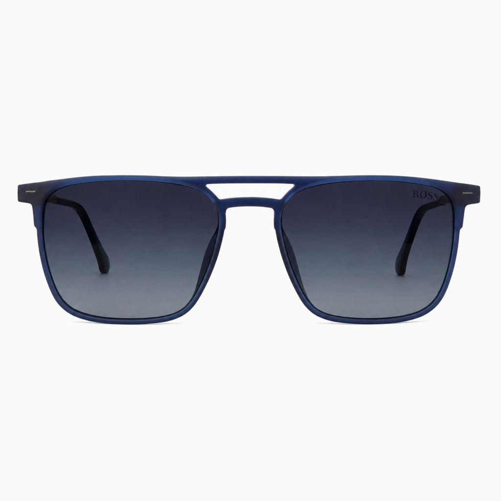 BOSS Geometric Double-Bridge — Navy/Silver sunglasses product view 1