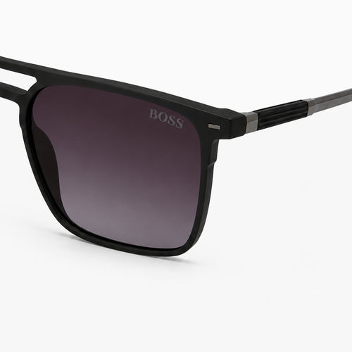 BOSS Geometric Double-Bridge — Black/Gunmetal sunglasses product view 2