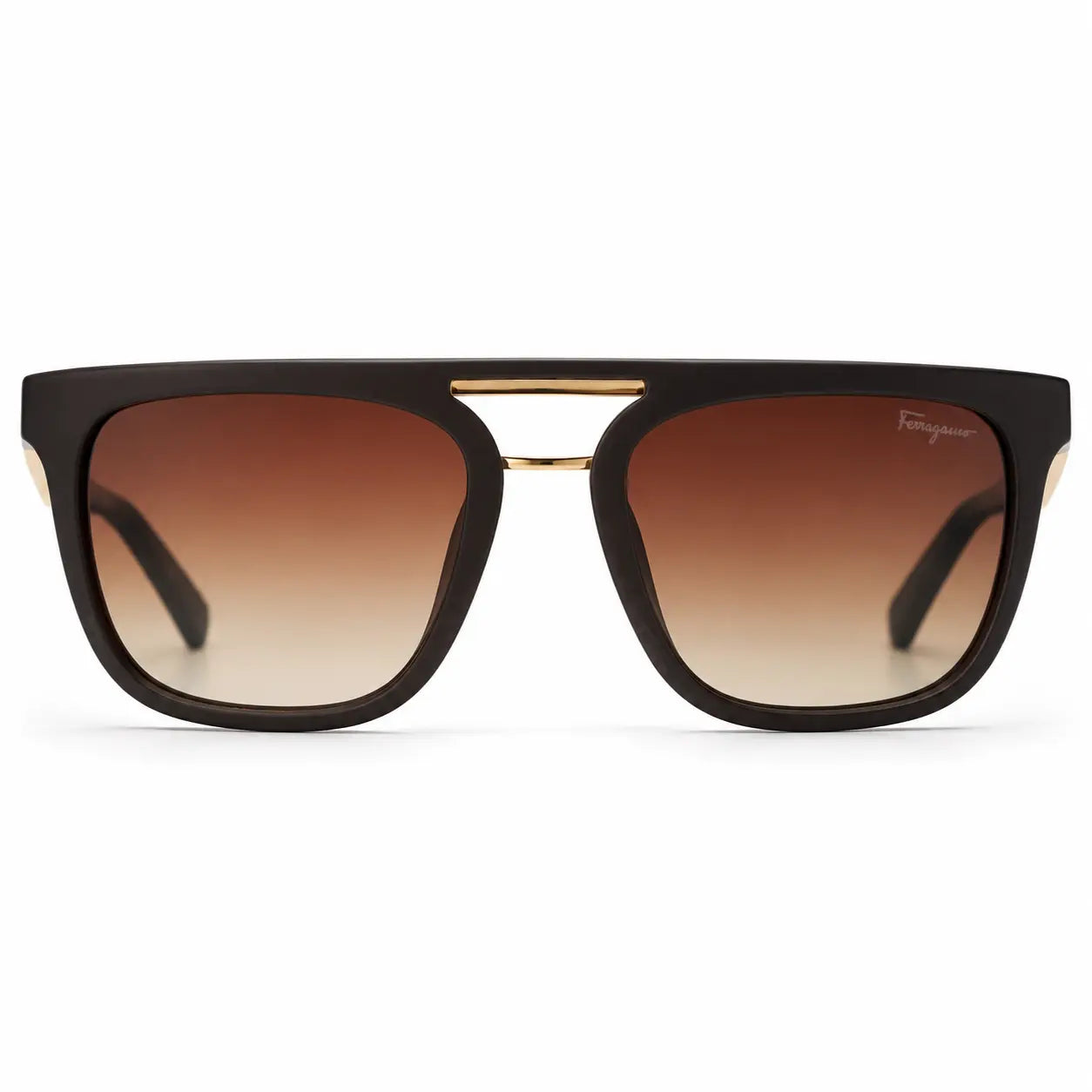 Ferragamo Double-Bridge Square (golden titanium frame)