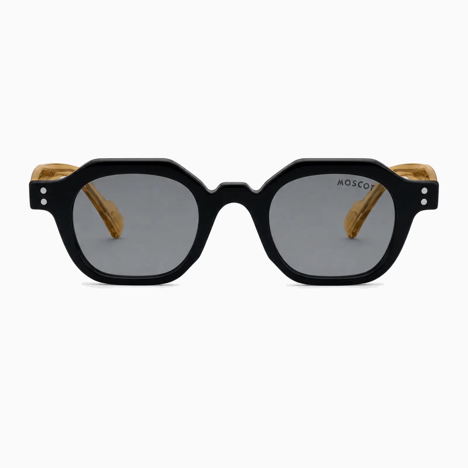 MOSCOT BAITSIM SUN — Black / Champagne / Smoke front view