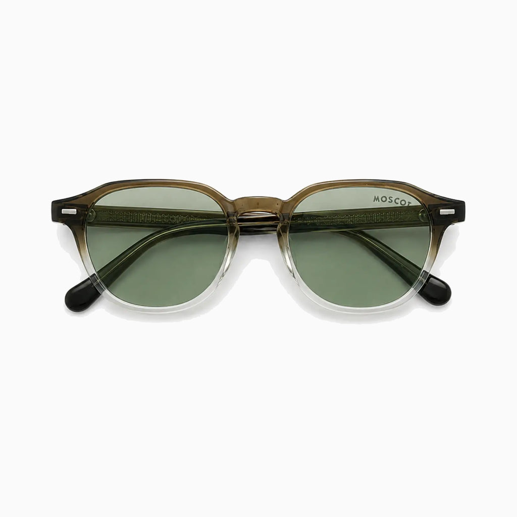 MOSCOT FRANKIE SUN — Brown Crystal Fade / Green close view