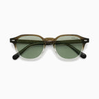 MOSCOT FRANKIE SUN — Brown Crystal Fade / Green close view