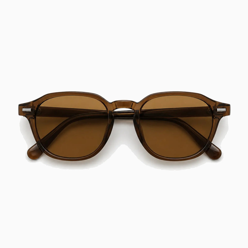 MOSCOT FRANKIE SUN — Transparent Brown / Amber close view