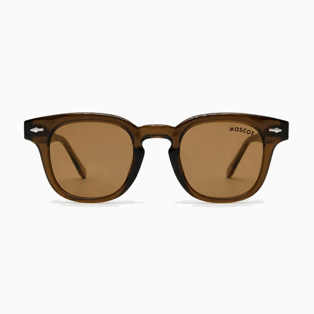 MOSCOT GELT SUN — Transparent Brown / Amber front view