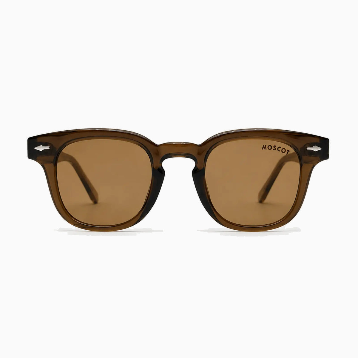 MOSCOT GELT SUN — Transparent Brown / Amber front view