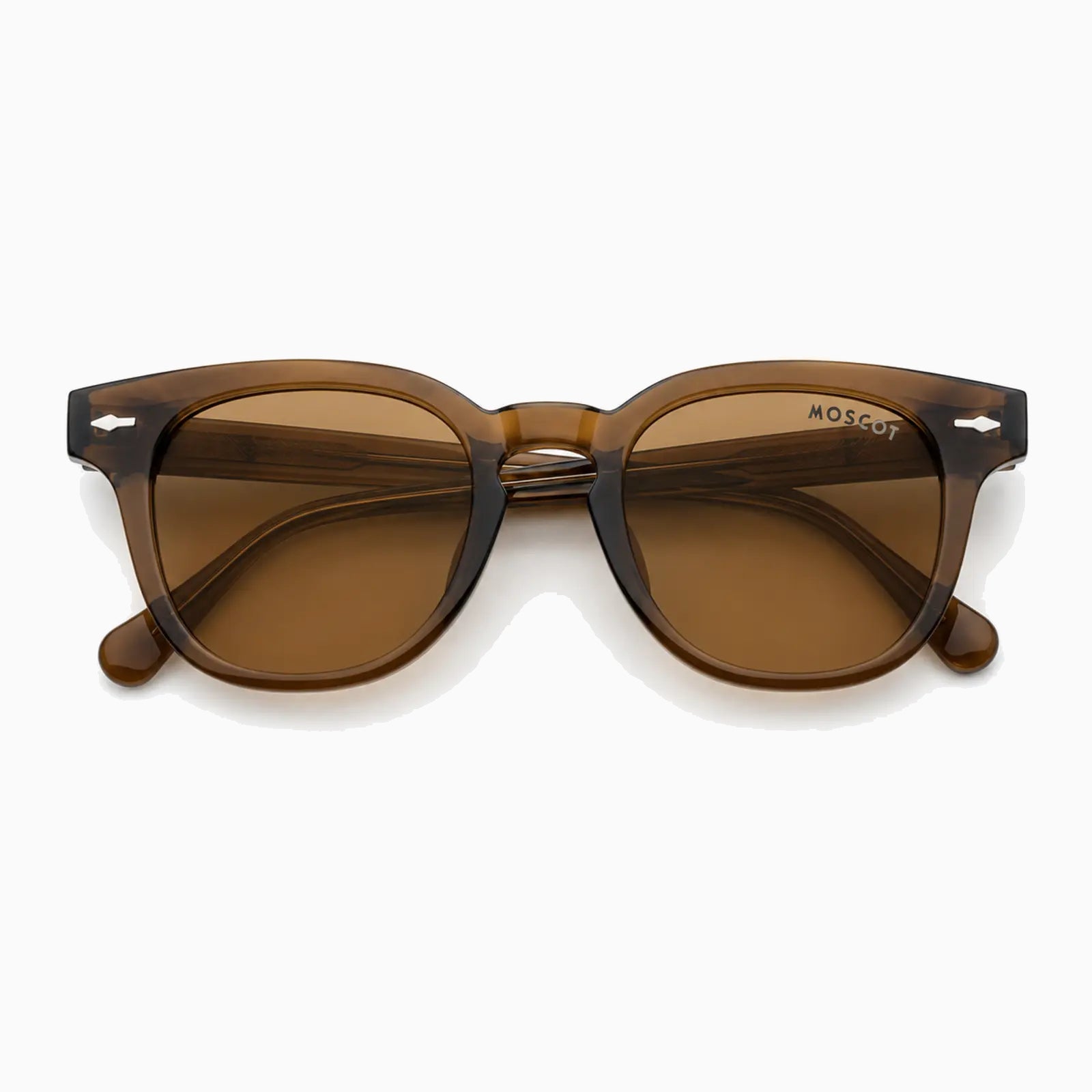 MOSCOT GELT SUN — Transparent Brown / Amber close view