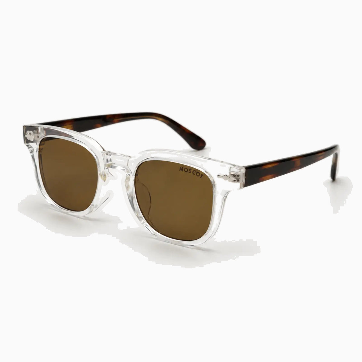 MOSCOT GELT SUN — Crystal / Tortoise / Brown close view