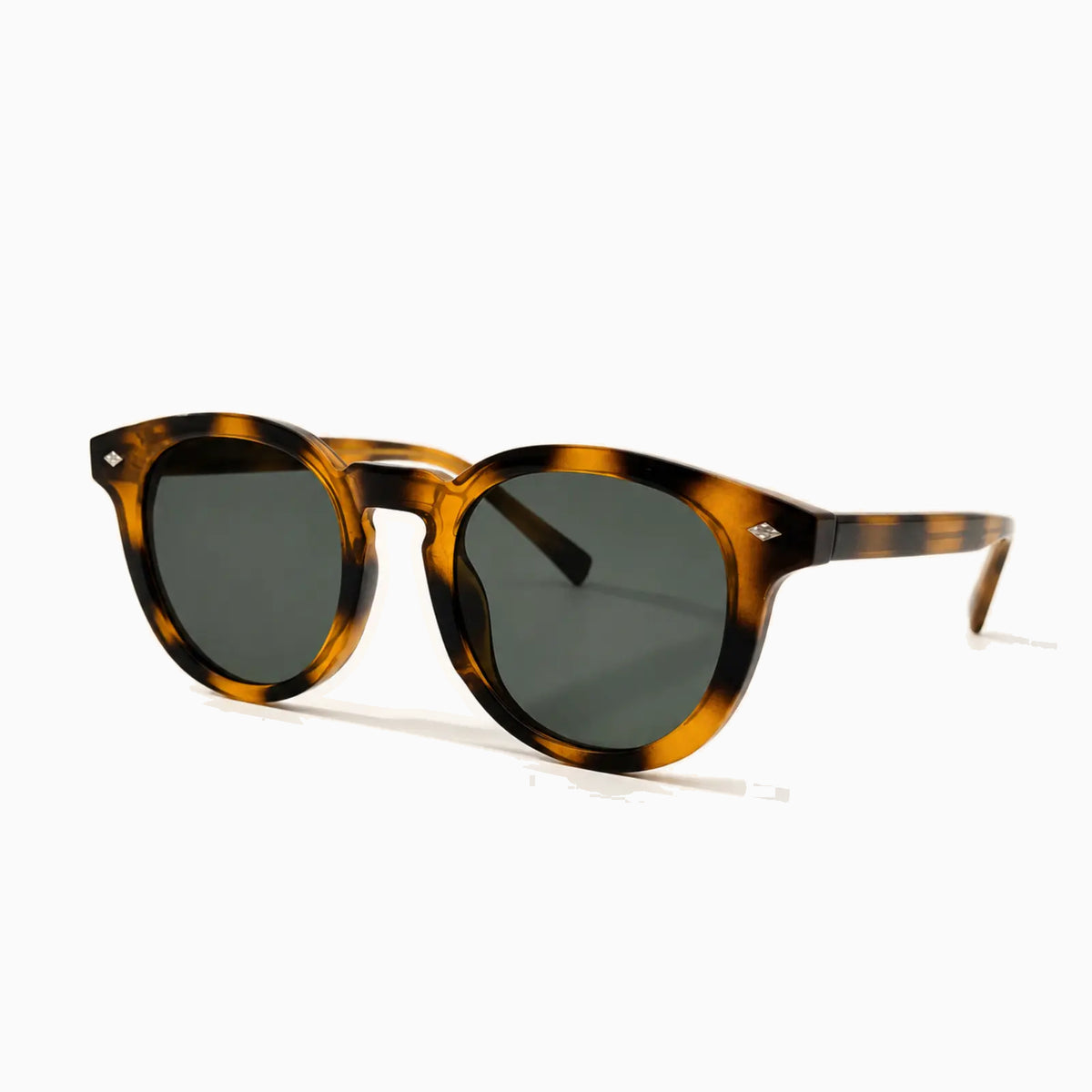 MOSCOT LEMTOSH SUN — Amber Tortoise / Green close view