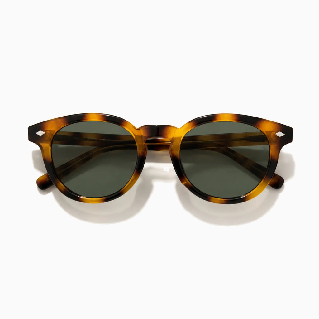 MOSCOT LEMTOSH SUN — Amber Tortoise / Green close view