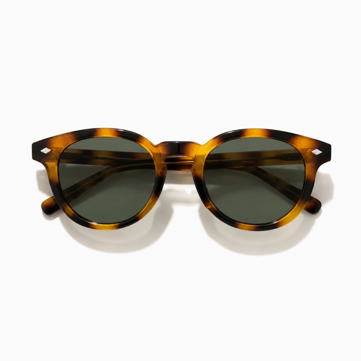 MOSCOT LEMTOSH SUN — Amber Tortoise / Green close view