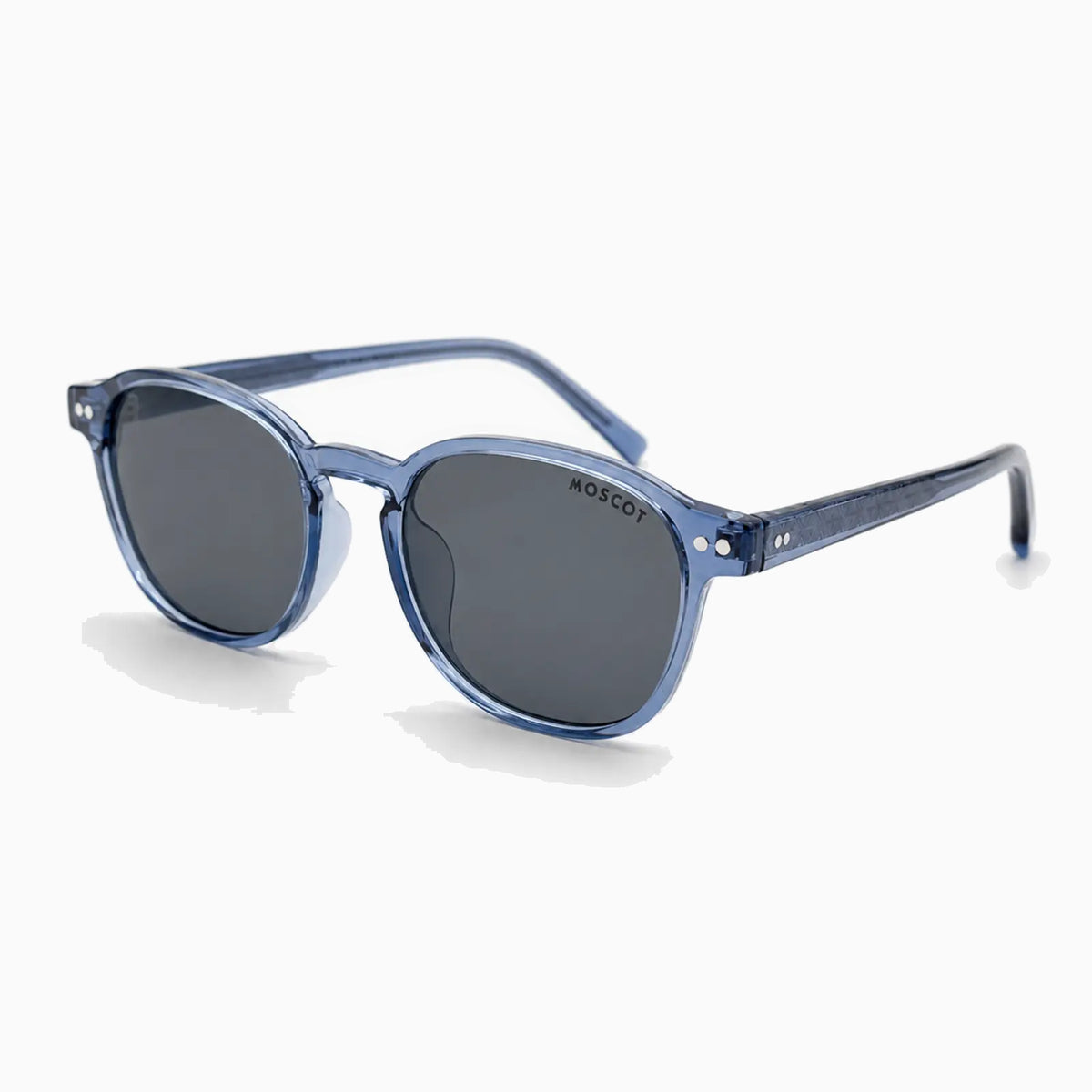 MOSCOT MILTZEN SUN — Transparent Blue / Smoke close view