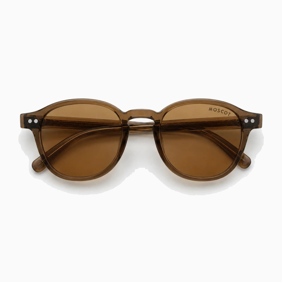 MOSCOT MILTZEN SUN — Transparent Brown / Amber close view
