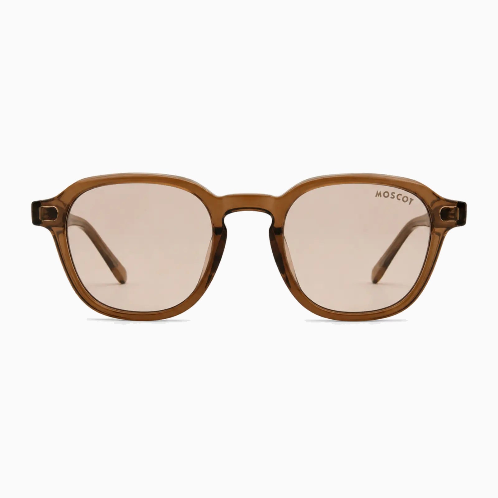MOSCOT RIZIK SUN — Transparent Brown / Rose front view