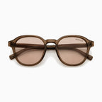 MOSCOT RIZIK SUN — Transparent Brown / Rose close view