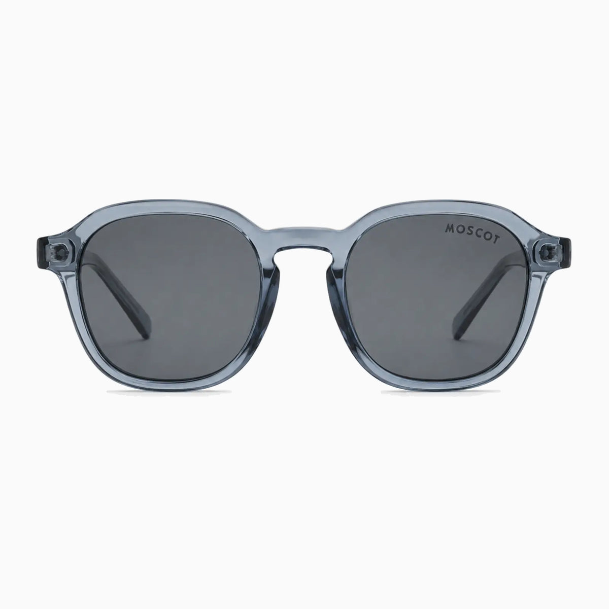 MOSCOT RIZIK SUN — Transparent Blue / Smoke front view