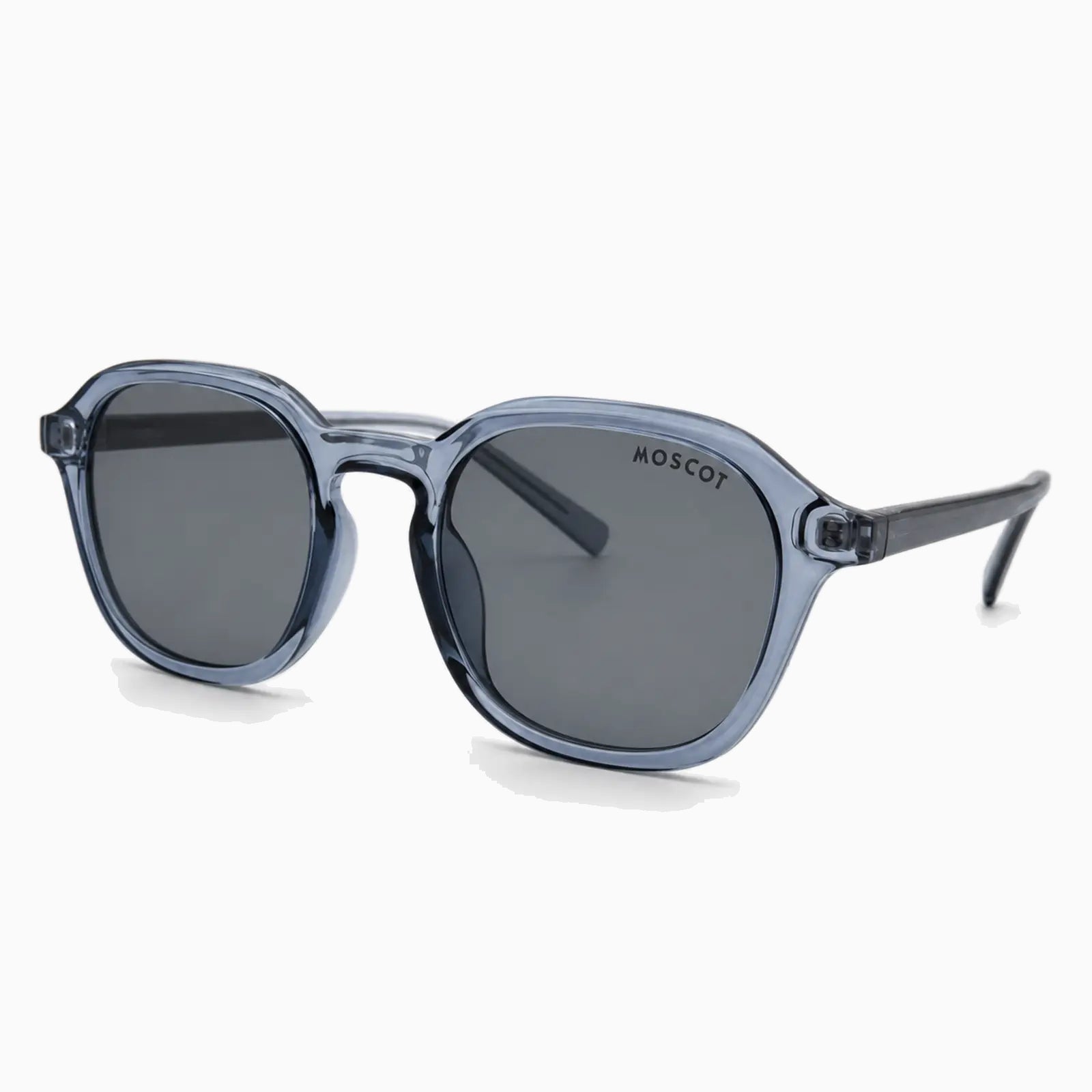 MOSCOT RIZIK SUN — Transparent Blue / Smoke close view