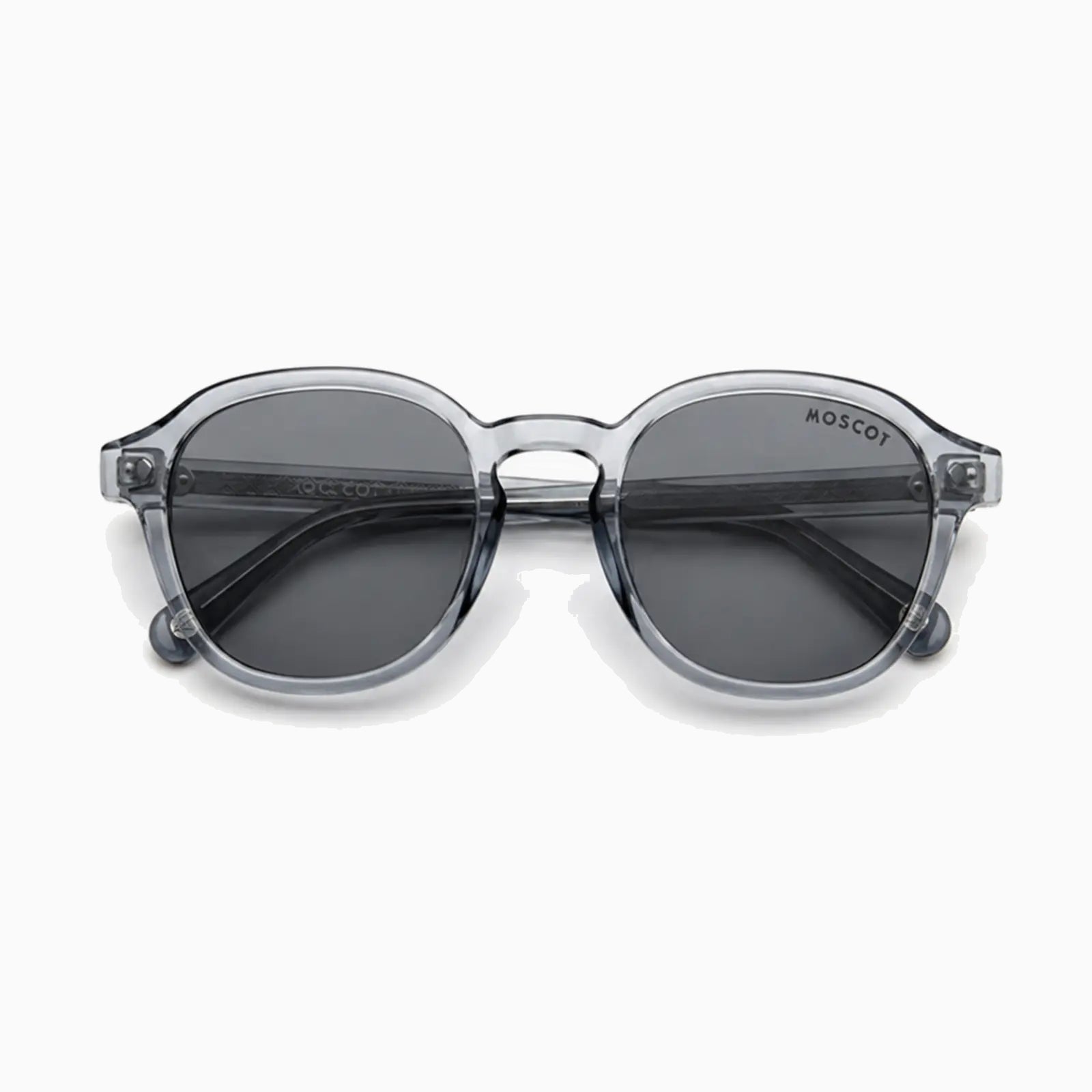 MOSCOT RIZIK SUN — Transparent Blue / Smoke close view