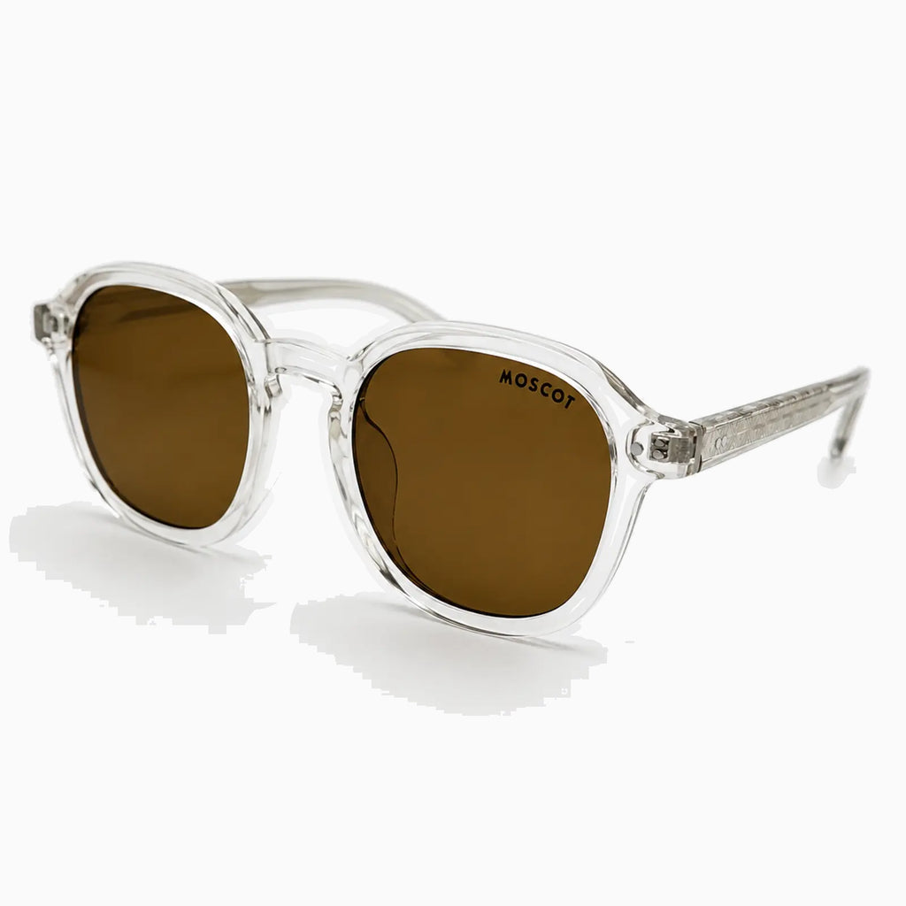 MOSCOT RIZIK SUN — Crystal / Brown close view