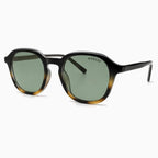 MOSCOT RIZIK SUN — Black Tortoise Fade / Green close view