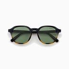 MOSCOT RIZIK SUN — Black Tortoise Fade / Green close view